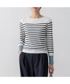 【23区/NIJYUSANKU】の【洗える】シルキーレーヨンワイドリブ ニット オフ×ネイビー|ID: prp329100004468025 ipo3291000000032710147