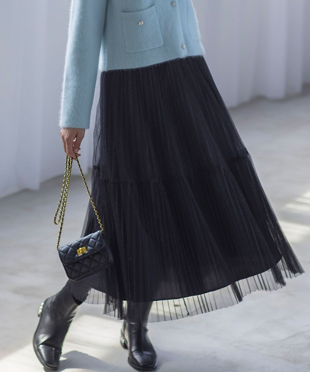 【組曲/KUMIKYOKU】のラメチュールプリーツ スカート 人気、トレンドファッション・服の通販 founy(ファニー) 　ファッション　Fashion　レディースファッション　WOMEN　スカート　Skirt　プリーツスカート　Pleated Skirts　サテン　Satin　シアー　Sheer　チュール　Tulle　トレンド　Trend　プリーツ　Pleats　A/W・秋冬　Aw・Autumn/Winter・Fw・Fall-Winter　S/S・春夏　Ss・Spring/Summer　夏　Summer　エレガント 上品　Elegant　 other-1|ID: prp329100004468103 ipo3291000000031983584