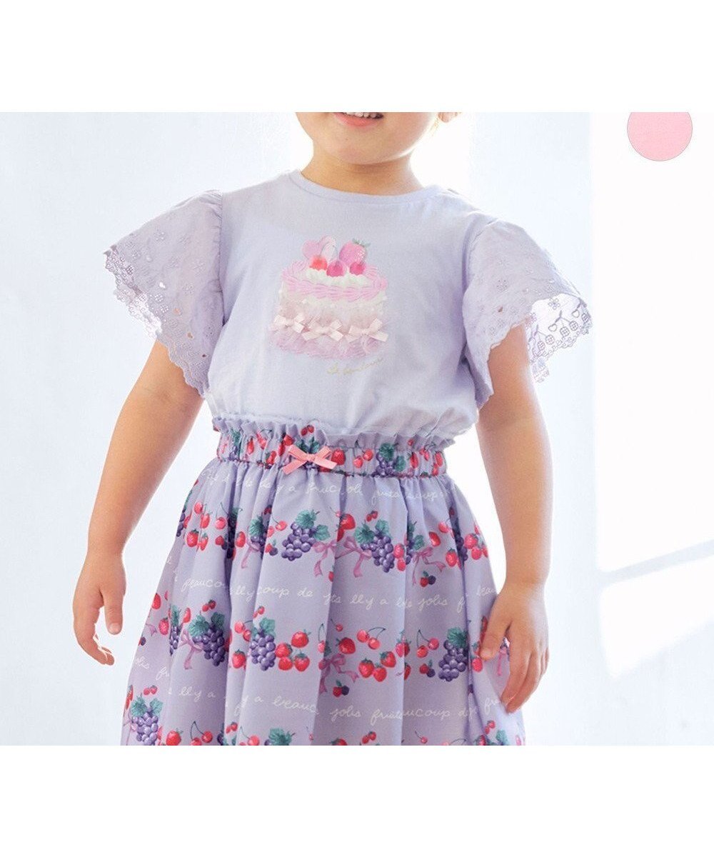 【エニファム/any FAM / KIDS】の袖レース ケーキプリント Tシャツ インテリア・キッズ・メンズ・レディースファッション・服の通販 founy(ファニー) 　ファッション　Fashion　キッズファッション　KIDS Children’s Clothing　トップス・カットソー　Tops/Tees/Kids　カットソー　Cut And Sew　ガーリー　Girly　チュール　Tulle　フロント　Front　プリント　Print　ポケット　Pocket　ラベンダー　Lavender　リボン　Ribbon　レース　Race　人気　Popularity　半袖　Short Sleeve　夏　Summer　春　Spring　S/S・春夏　Ss・Spring/Summer　ラベンダー|ID: prp329100004469000 ipo3291000000032633234
