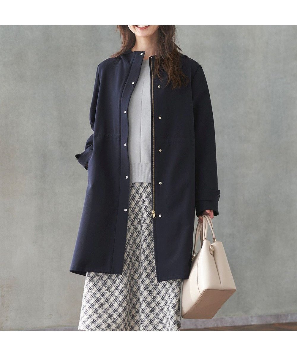 【エニィ スィス/any SiS】の【洗える】フーデットロング コート インテリア・キッズ・メンズ・レディースファッション・服の通販 founy(ファニー) 　ファッション　Fashion　レディースファッション　WOMEN　アウター　Coat Outerwear　コート　Coats　ジャケット　Jackets　ジャケット　Jacket　ストレッチ　Stretch　スピンドル　Spindle　ドット　Dot　フェミニン　Feminine　フロント　Front　ブラウジング　Browsing　夏　Summer　春　Spring　S/S・春夏　Ss・Spring/Summer　洗える　Washable　A/W・秋冬　Aw・Autumn/Winter・Fw・Fall-Winter　ネイビー|ID: prp329100004469178 ipo3291000000031969542