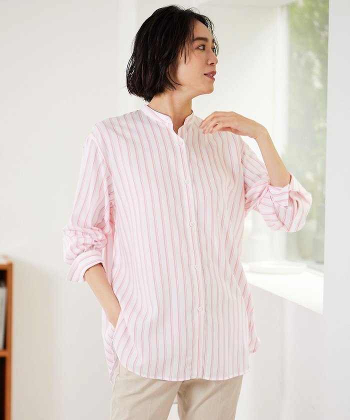 【自由区/JIYU-KU】の【洗える】SOMELOSテンセルバンドカラー シャツ インテリア・キッズ・メンズ・レディースファッション・服の通販 founy(ファニー) https://founy.com/ ファッション Fashion レディースファッション WOMEN トップス・カットソー Tops/Tshirt シャツ/ブラウス Shirts/Blouses インナー Inner 春 Spring 洗える Washable コンパクト Compact シルク Silk シンプル Simple ストライプ Stripe ドレープ Drape バランス Balance 無地 Plain Color S/S・春夏 Ss・Spring/Summer 再入荷 Restock/Back In Stock/Re Arrival 夏 Summer |ID: prp329100004469245 ipo3291000000031969899