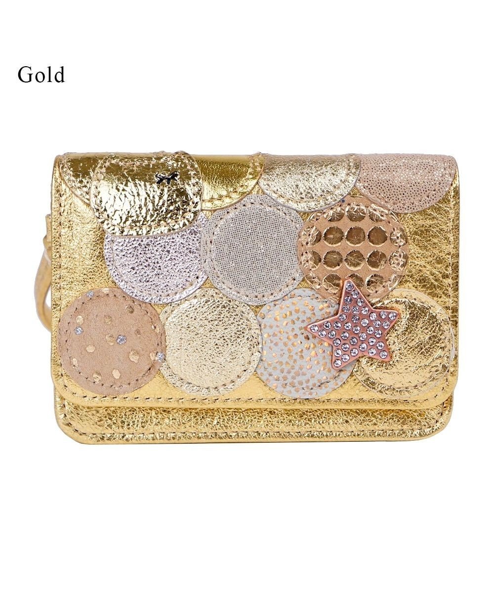 【ツモリチサト キャリー/tsumori chisato CARRY】の新マルチドット マルチケース パスケース キャッシュレスにも最適!【キラキラでかわいい!本革のやわらかな風合い】 インテリア・キッズ・メンズ・レディースファッション・服の通販 founy(ファニー) 　ファッション　Fashion　レディースファッション　Fashion for Women　ミニ財布・二つ折り財布　Wallets & Card Cases　エナメル　Patent Leather　ドット　Polka Dot, Dot Pattern　ネコ　Cat, Feline Motif　パッチワーク　Patchwork, Mixed Fabric　ビジュー　Bijou, Jewel-like Accent　プリント　Print, Printed Pattern　人気　Popular, Best Seller　定番　Standard, Basic Item　財布　Wallet, Purse　ゴールド|ID: prp329100004469255 ipo3291000000033100759