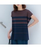 【23区/NIJYUSANKU】の【洗える】ランダムボーダー フレンチスリーブ カットソー ブラウン×ネイビーボーダー|ID: prp329100004469331 ipo3291000000031972453