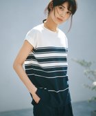【23区/NIJYUSANKU】の【洗える】ランダムボーダー フレンチスリーブ カットソー オフ×ネイビーボーダー|ID: prp329100004469331 ipo3291000000031972454