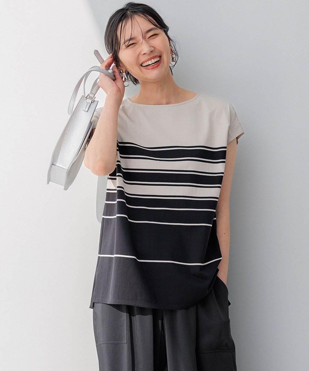【23区/NIJYUSANKU】の【洗える】ランダムボーダー フレンチスリーブ カットソー 人気、トレンドファッション・服の通販 founy(ファニー) 　ファッション　Fashion　レディースファッション　Ladies' Fashion Online　トップス・カットソー　Tops/Tshirt　シャツ/ブラウス　Shirts/Blouses　ロング / Tシャツ　T-Shirts　カットソー　Cut and Sewn　2024年　2024　2024春夏・S/S　Ss,Spring/Summer,2024　カットソー　Cut And Sew　スリーブ　Sleeve　フォルム　Form　フレンチ　French　ボーダー　Border　ランダム　Random　リラックス　Relax　夏　Summer　春　Spring　S/S・春夏　Ss・Spring/Summer　洗える　Washable　 other-1|ID: prp329100004469331 ipo3291000000032659699