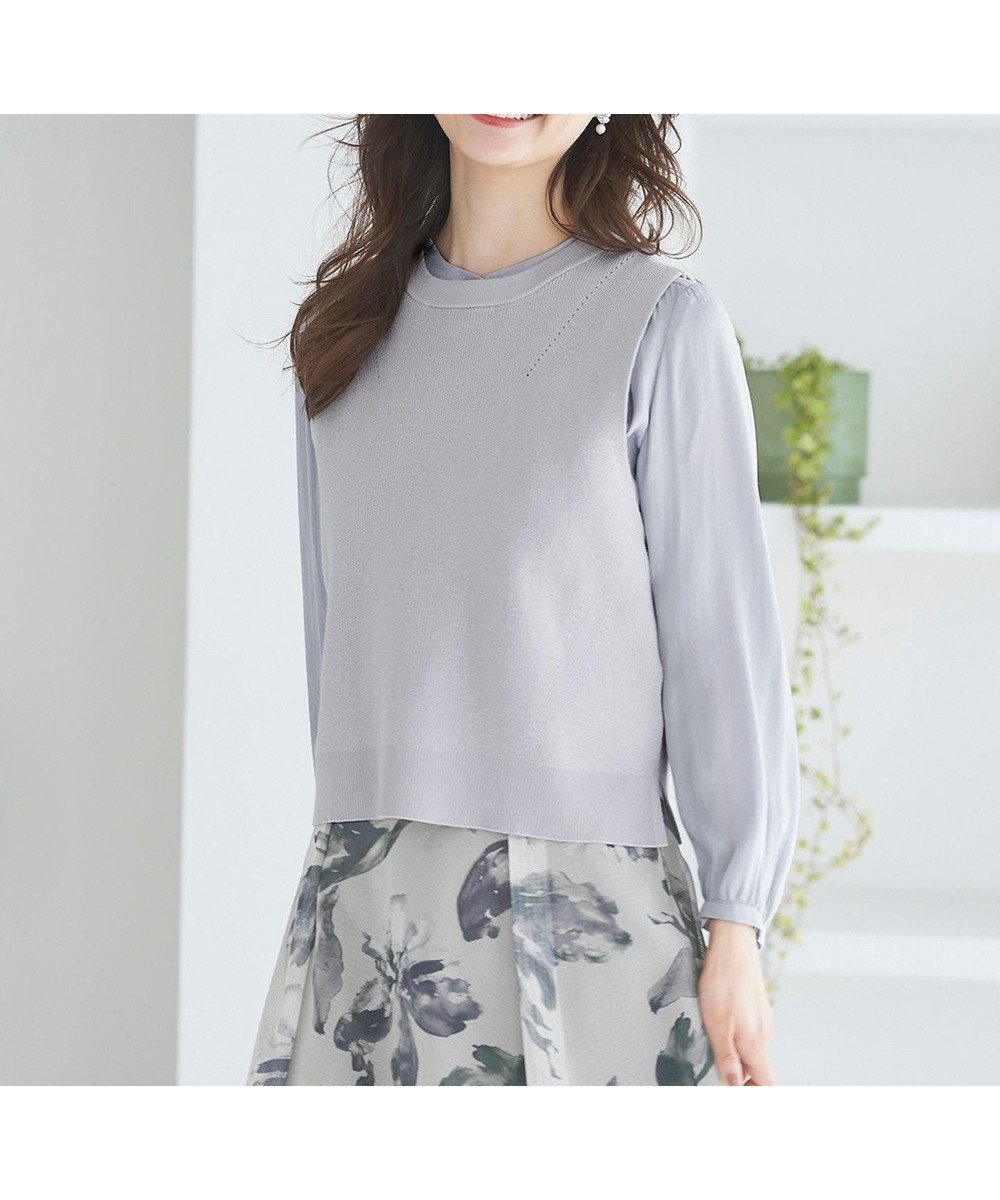 【エニィ スィス/any SiS】の【前後着用可】2WAYニット ベスト 人気、トレンドファッション・服の通販 founy(ファニー) 　ファッション　Fashion　レディースファッション　WOMEN　アウター　Coat Outerwear　トップス・カットソー　Tops/Tshirt　ニット　Knit Tops　ベスト/ジレ　Gilets/Vests　おすすめ　Recommend　カットソー　Cut And Sew　コンパクト　Compact　シアー　Sheer　バンブー　Bamboo　ベスト　Vest　ミックス　Mix　夏　Summer　春　Spring　S/S・春夏　Ss・Spring/Summer　畦　Ridge　 other-1|ID: prp329100004469903 ipo3291000000032144240