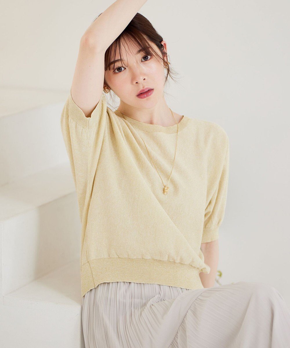 【エニィ スィス/any SiS】の【洗える】ドルマンスリーブラメ ニット インテリア・キッズ・メンズ・レディースファッション・服の通販 founy(ファニー) ファッション Fashion レディースファッション Fashion for Women トップス・カットソー Cut & Sew Tops ニット Knit Tops & Sweaters セーター Sweater, Knitwear デコルテ Décolleté, Neckline トレンド Trend, Trending Now フェミニン Feminine, Girly レギュラー Regular, Standard Fit エレガント 上品 Elegant 夏 Summer 春 Spring S/S・春夏 SS, Spring/Summer, Warm Season 洗える Machine Washable イエロー|ID: prp329100004469928 ipo3291000000034365804