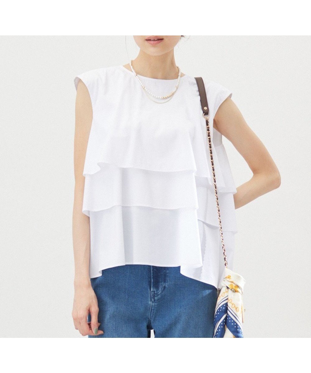 【組曲/KUMIKYOKU】の【WEB限定】コットンレーヨンシャーティングノースリーブ ブラウス 人気、トレンドファッション・服の通販 founy(ファニー) 　ファッション　Fashion　レディースファッション　Fashion for Women　トップス・カットソー　Cut & Sew Tops　キャミソール&ノースリーブ　Camisoles & Sleeveless Tops　シャツ・ブラウス・オフィスカジュアル　Elegant Blouses & Button-Ups　エレガント 上品　Elegant　春　Spring　コンパクト　Compact, Small Size　シンプル　Simple, Minimal　ノースリーブ　Sleeveless, No-Sleeve　フェミニン　Feminine, Girly　フリル　Frill, Ruffle　ブロード　Broadcloth, Fine Cotton　S/S・春夏　SS, Spring/Summer, Warm Season　再入荷　Restock / Back in Stock　夏　Summer　 other-1|ID: prp329100004470461 ipo3291000000032635795