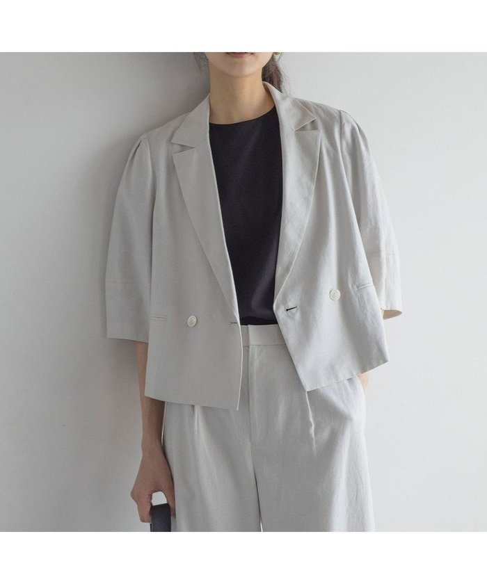 【組曲/KUMIKYOKU】のリネンレーヨン ジャケット インテリア・キッズ・メンズ・レディースファッション・服の通販 founy(ファニー) https://founy.com/ ファッション Fashion レディースファッション Fashion for Women アウター Coat / Outerwear Collection レディースジャケット・軽アウター Jackets テーラードジャケット / 通勤・きれいめスタイル Tailored Jackets & Blazers 春 Spring クロップド Cropped, Short Length サマー Summer, Summer Style ジャケット Jacket, Outerwear スリーブ Sleeve, Long Sleeve / Short Sleeve セットアップ Set-Up, Coordinated Outfit トレンド Trend, Trending Now ドレープ Drape, Draping Fabric ボトム Bottoms, Lower Wear リネン Linen, Linen Fabric S/S・春夏 SS, Spring/Summer, Warm Season おすすめ Recommended / Our Picks 夏 Summer |ID: prp329100004470465 ipo3291000000032556493