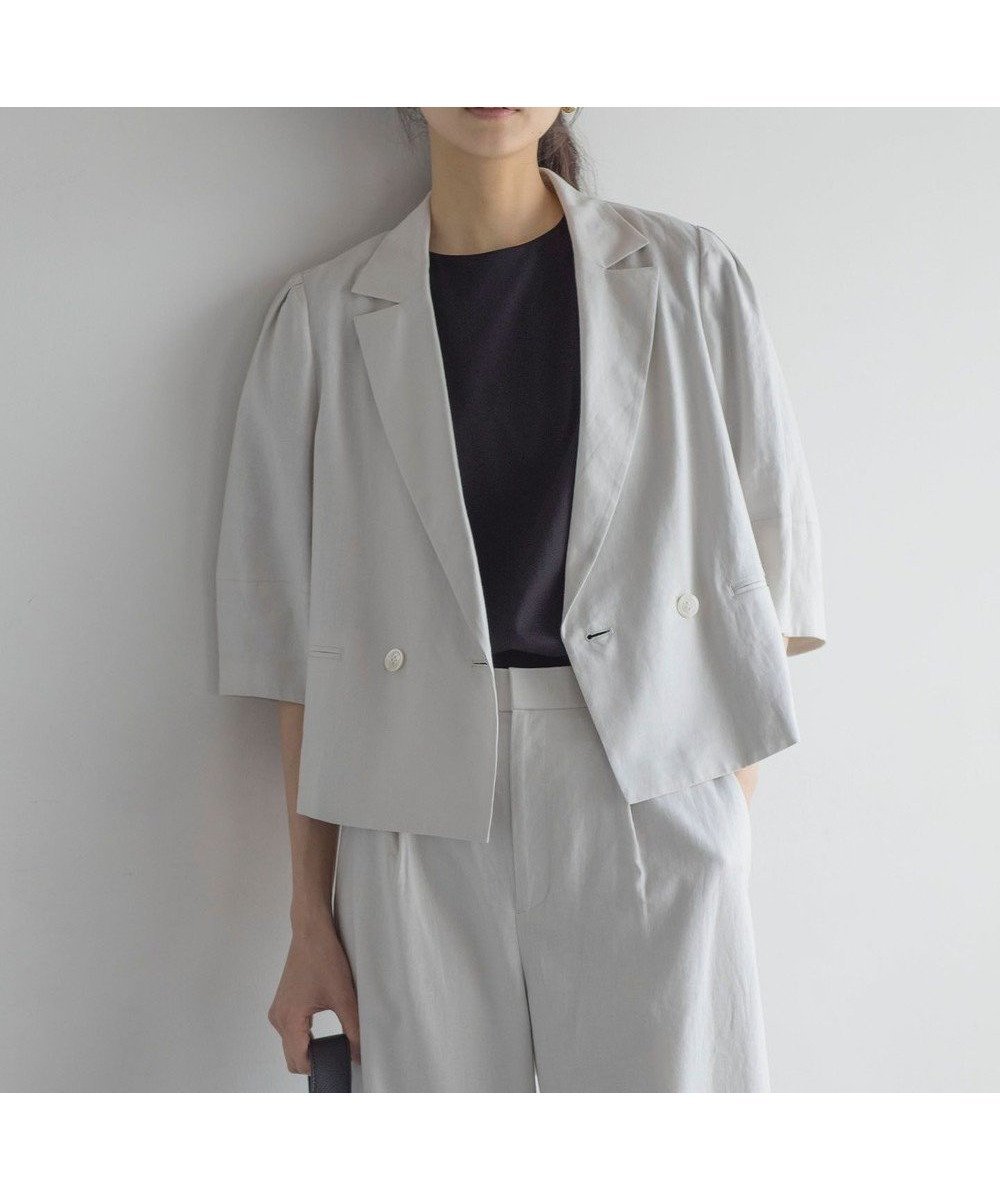 【組曲/KUMIKYOKU】のリネンレーヨン ジャケット インテリア・キッズ・メンズ・レディースファッション・服の通販 founy(ファニー) 　ファッション　Fashion　レディースファッション　Fashion for Women　アウター　Coat / Outerwear Collection　レディースジャケット・軽アウター　Jackets　テーラードジャケット / 通勤・きれいめスタイル　Tailored Jackets & Blazers　春　Spring　クロップド　Cropped, Short Length　サマー　Summer, Summer Style　ジャケット　Jacket, Outerwear　スリーブ　Sleeve, Long Sleeve / Short Sleeve　セットアップ　Set-Up, Coordinated Outfit　トレンド　Trend, Trending Now　ドレープ　Drape, Draping Fabric　ボトム　Bottoms, Lower Wear　リネン　Linen, Linen Fabric　S/S・春夏　SS, Spring/Summer, Warm Season　おすすめ　Recommended / Our Picks　夏　Summer　グレージュ系|ID: prp329100004470465 ipo3291000000032556495