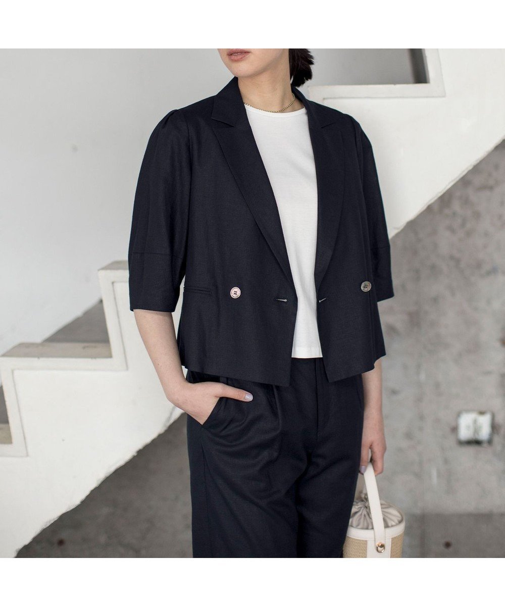 【組曲/KUMIKYOKU】のリネンレーヨン ジャケット インテリア・キッズ・メンズ・レディースファッション・服の通販 founy(ファニー) 　ファッション　Fashion　レディースファッション　Fashion for Women　アウター　Coat / Outerwear Collection　レディースジャケット・軽アウター　Jackets　テーラードジャケット / 通勤・きれいめスタイル　Tailored Jackets & Blazers　春　Spring　クロップド　Cropped, Short Length　サマー　Summer, Summer Style　ジャケット　Jacket, Outerwear　スリーブ　Sleeve, Long Sleeve / Short Sleeve　セットアップ　Set-Up, Coordinated Outfit　トレンド　Trend, Trending Now　ドレープ　Drape, Draping Fabric　ボトム　Bottoms, Lower Wear　リネン　Linen, Linen Fabric　S/S・春夏　SS, Spring/Summer, Warm Season　おすすめ　Recommended / Our Picks　夏　Summer　ネイビー系|ID: prp329100004470465 ipo3291000000032556497