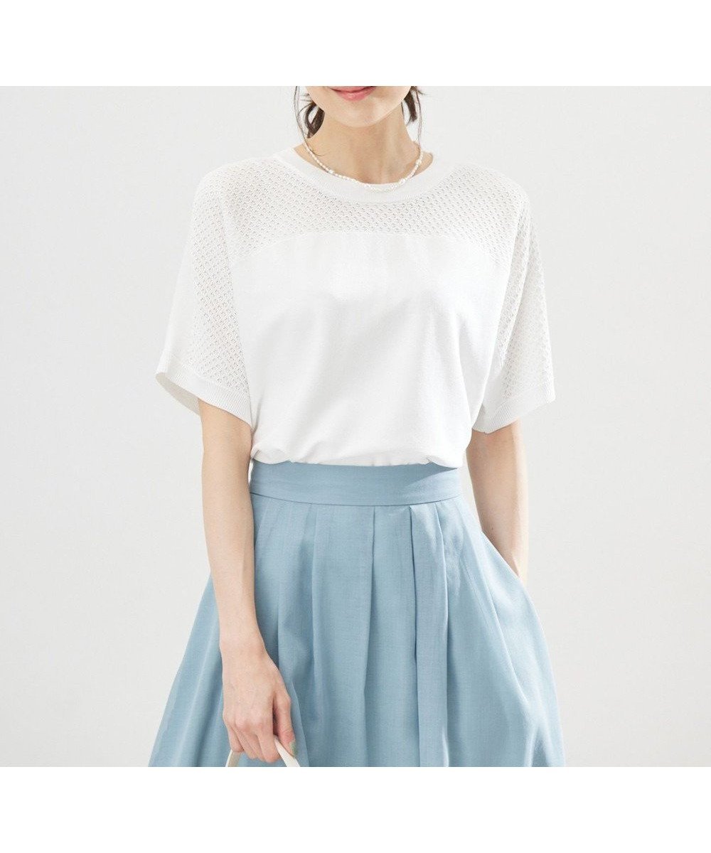 【組曲/KUMIKYOKU】の【WEB限定】メッシュ切り替えドルマン ニット インテリア・キッズ・メンズ・レディースファッション・服の通販 founy(ファニー) ファッション Fashion レディースファッション Fashion for Women トップス・カットソー Cut & Sew Tops ニット Knit Tops & Sweaters 春 Spring ストレッチ Stretch, Stretchy Fabric スリット Slit, Slit Detail セーター Sweater, Knitwear メッシュ Mesh, Net Fabric S/S・春夏 SS, Spring/Summer, Warm Season 夏 Summer アイボリー系|ID: prp329100004470472 ipo3291000000033596382