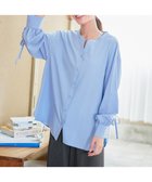 【ティアクラッセ/Tiaclasse】の【洗える】ドロストギャザー袖シャツチュニック サックス|ID: prp329100004470538 ipo3291000000031580398