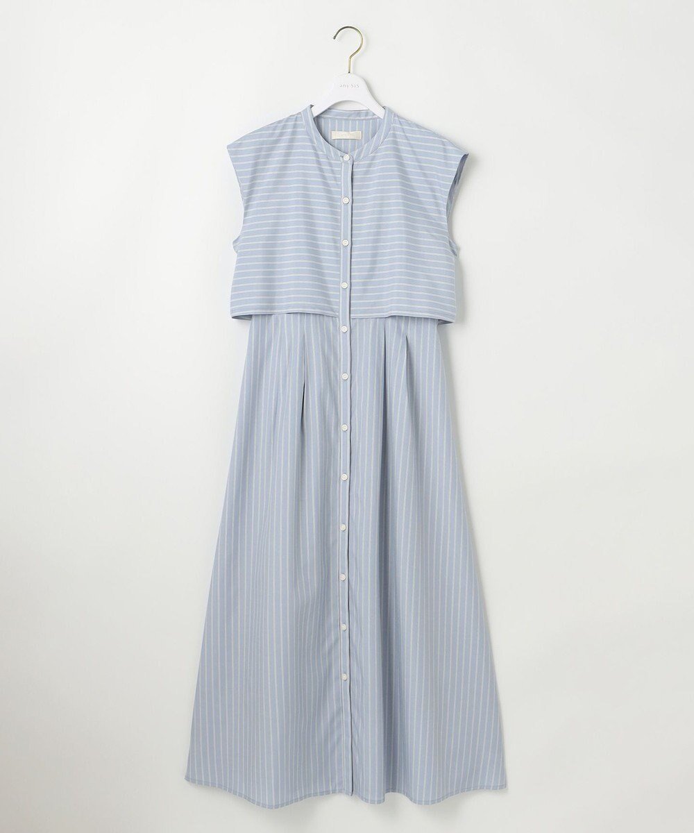 【エニィ スィス/any SiS】の【洗える】クロップドシャツ ワンピース 人気、トレンドファッション・服の通販 founy(ファニー) 　ファッション　Fashion　レディースファッション　WOMEN　ワンピース　Dress　シャツワンピース　Shirt Dresses　春　Spring　洗える　Washable　シャンブレー　Chambray　ショルダー　Shoulder　ストライプ　Stripe　デニム　Denim　ドロップ　Drop　ノースリーブ　No Sleeve　バランス　Balance　フィット　Fit　フレア　Flare　ボーダー　Border　S/S・春夏　Ss・Spring/Summer　夏　Summer　エレガント 上品　Elegant　 other-1|ID: prp329100004470814 ipo3291000000031976192