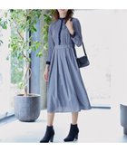 【ティアクラッセ/Tiaclasse】の【新色追加・洗える】配色バンドカラー幾何学柄ワンピース ブルー|ID: prp329100004470866 ipo3291000000032719738