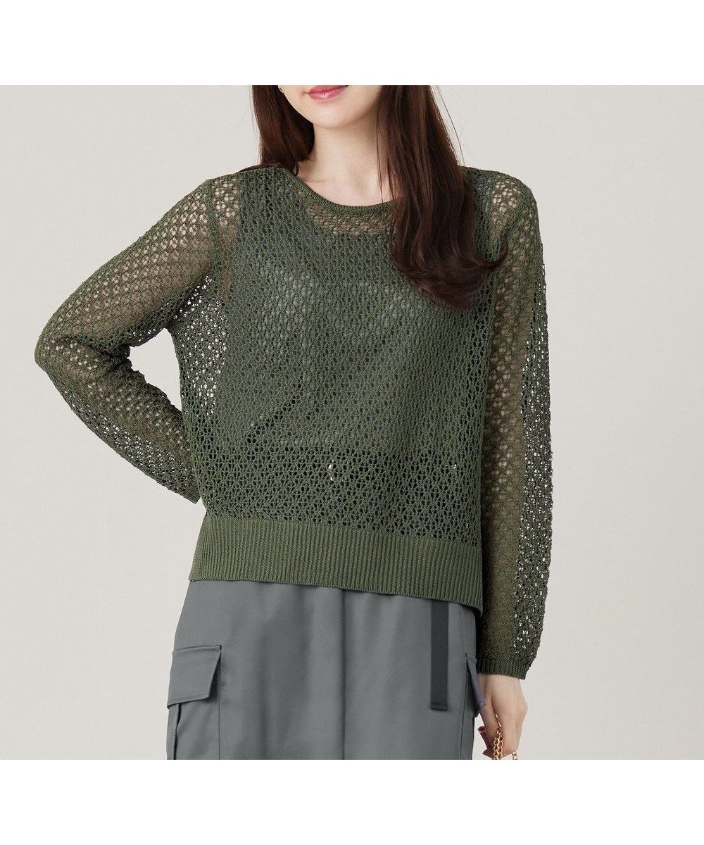 【エニィ スィス/any SiS】の【2SET】メッシュニット セット インテリア・キッズ・メンズ・レディースファッション・服の通販 founy(ファニー) 　ファッション　Fashion　レディースファッション　Fashion for Women　トップス・カットソー　Cut & Sew Tops　ニット　Knit Tops & Sweaters　インナー　Innerwear　セーター　Sweater, Knitwear　タンク　Tank Top, Sleeveless Top　テレコ　Ribbed, Rib Stitch　トレンド　Trend, Trending Now　メッシュ　Mesh, Net Fabric　夏　Summer　A/W・秋冬　Autumn/Winter　透かし　Cut-Out, Lacework　カーキ|ID: prp329100004471008 ipo3291000000036086323