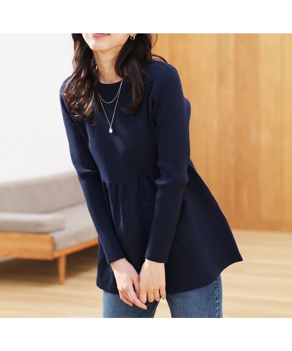 【エニィファム/any FAM】の【洗濯機可】リブコンビペプラムニット 人気、トレンドファッション・服の通販 founy(ファニー) 　ファッション　Fashion　レディースファッション　Fashion for Women　トップス・カットソー　Cut & Sew Tops　ニット　Knit Tops & Sweaters　おすすめ　Recommended / Our Picks　ジャケット　Jacket, Outerwear　セーター　Sweater, Knitwear　フォルム　Silhouette, Form　フレア　Flare, Flared　ペプラム　Peplum, Flared Hem　ビジネス 仕事 通勤　Business / Work / Commuting　A/W・秋冬　Autumn/Winter　 other-1|ID: prp329100004471064 ipo3291000000033491384