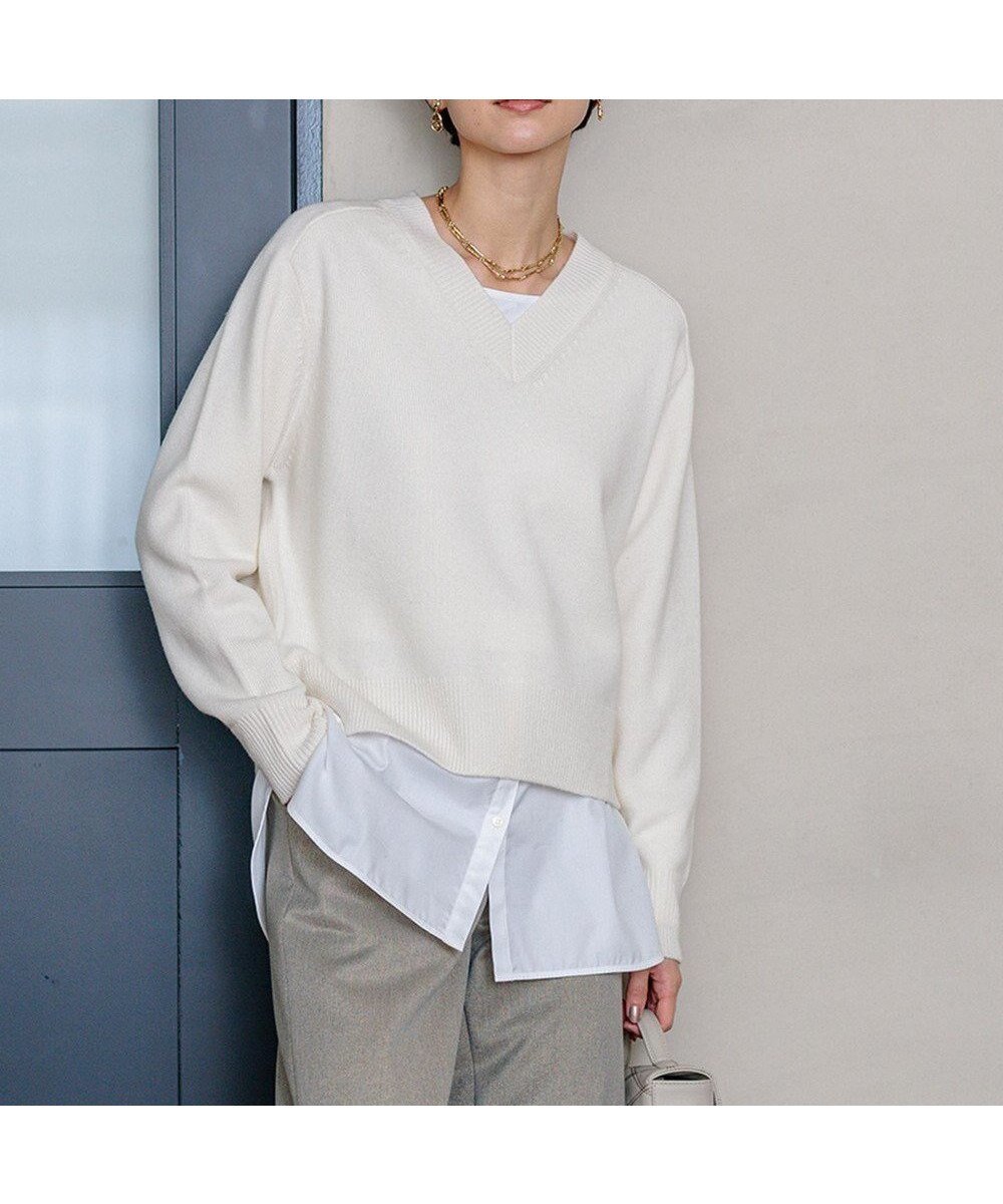 【23区/NIJYUSANKU】の【Oggi2月号掲載/洗える】ウールカシミヤ Vネック ニット インテリア・キッズ・メンズ・レディースファッション・服の通販 founy(ファニー) 　雑誌掲載アイテム　Magazine Items　ファッション雑誌　Fashion Magazines　オッジ　Oggi　ファッション　Fashion　レディースファッション　Ladies' Fashion Online　トップス・カットソー　Tops/Tshirt　ニット　Knit Tops　Vネック　V-Neck　洗える　Washable　カシミヤ　Cashmere　コンパクト　Compact　シンプル　Simple　スマート　Smart　スリーブ　Sleeve　セーター　Sweater　雑誌　Magazine　2月号　February Issue　ベーシック　Basic　A/W・秋冬　Aw・Autumn/Winter・Fw・Fall-Winter　ホワイト系|ID: prp329100004471152 ipo3291000000032651233