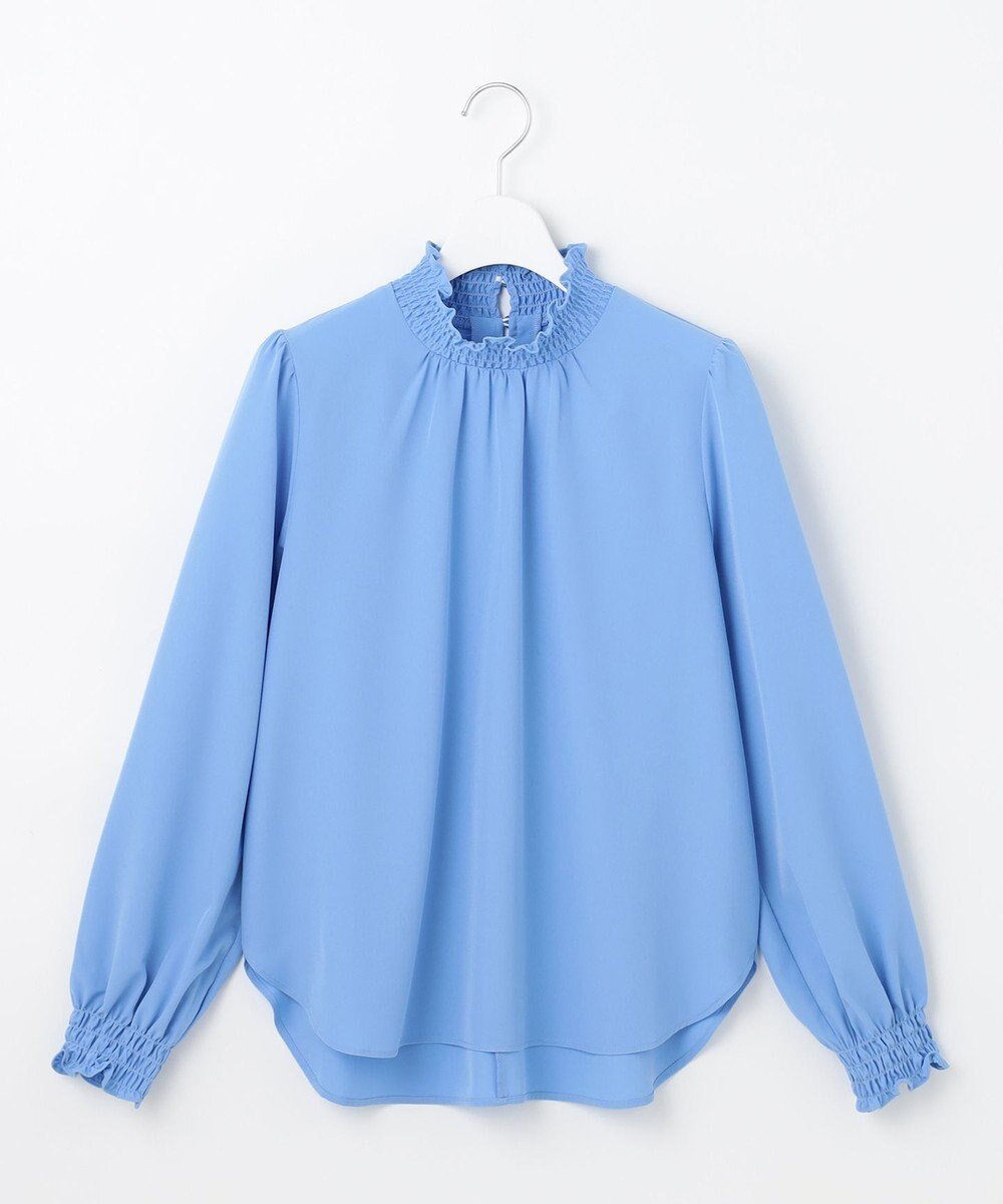 【フェルゥ/Feroux】の【洗える】スタンドネックブラウス インテリア・キッズ・メンズ・レディースファッション・服の通販 founy(ファニー) 　ファッション　Fashion　レディースファッション　WOMEN　トップス・カットソー　Tops/Tshirt　シャツ/ブラウス　Shirts/Blouses　インナー　Inner　シャーリング　Shirring　シンプル　Simple　ベーシック　Basic　今季　This Season　冬　Winter　洗える　Washable　A/W・秋冬　Aw・Autumn/Winter・Fw・Fall-Winter　ブルー系|ID: prp329100004471162 ipo3291000000031964102