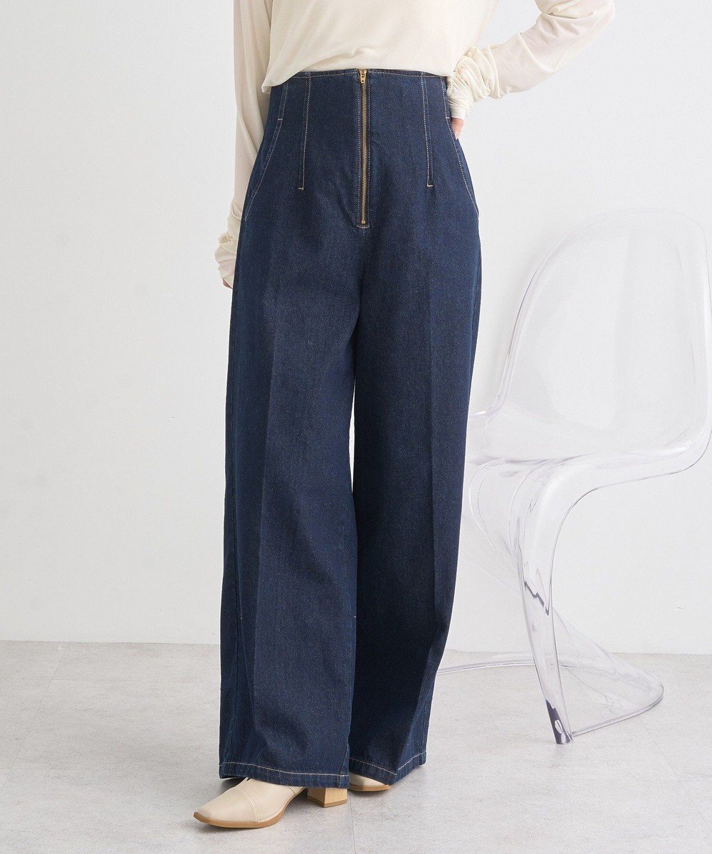 【アースミュージックアンドエコロジー/earth music&ecology】のフロントZIPバックレースアップデニム インテリア・キッズ・メンズ・レディースファッション・服の通販 founy(ファニー) 　ファッション　Fashion　レディースファッション　WOMEN　パンツ　Pants　デニムパンツ　Denim Pants　おすすめ　Recommend　センター　Center　デニム　Denim　フェミニン　Feminine　フロント　Front　ポケット　Pocket　レース　Race　エレガント 上品　Elegant　夏　Summer　春　Spring　S/S・春夏　Ss・Spring/Summer　Indigo|ID: prp329100004471178 ipo3291000000031951008