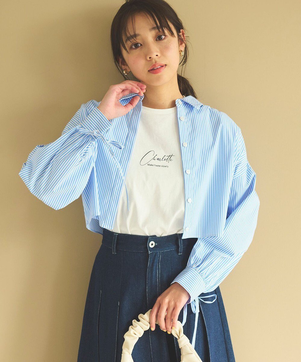 【フェルゥ/Feroux】の【ONWARD CROSSET MAG掲載・2WAY】リボンクロップド シャツ インテリア・キッズ・メンズ・レディースファッション・服の通販 founy(ファニー) 　ファッション　Fashion　レディースファッション　WOMEN　トップス・カットソー　Tops/Tshirt　シャツ/ブラウス　Shirts/Blouses　インナー　Inner　シンプル　Simple　トレンド　Trend　リボン　Ribbon　今季　This Season　夏　Summer　春　Spring　S/S・春夏　Ss・Spring/Summer　雑誌　Magazine　スカイブルー系1|ID: prp329100004471428 ipo3291000000031975749