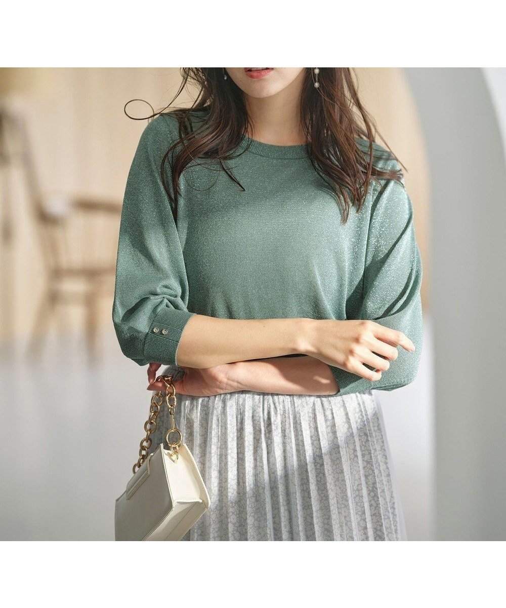 【エニィ スィス/any SiS】の【洗える】ラメ プルオーバー インテリア・キッズ・メンズ・レディースファッション・服の通販 founy(ファニー) 　ファッション　Fashion　レディースファッション　WOMEN　トップス・カットソー　Tops/Tshirt　ニット　Knit Tops　プルオーバー　Pullover　シャイニー　Shiny　シンプル　Simple　セーター　Sweater　トレンド　Trend　エレガント 上品　Elegant　洗える　Washable　A/W・秋冬　Aw・Autumn/Winter・Fw・Fall-Winter　グリーン|ID: prp329100004471435 ipo3291000000031886705