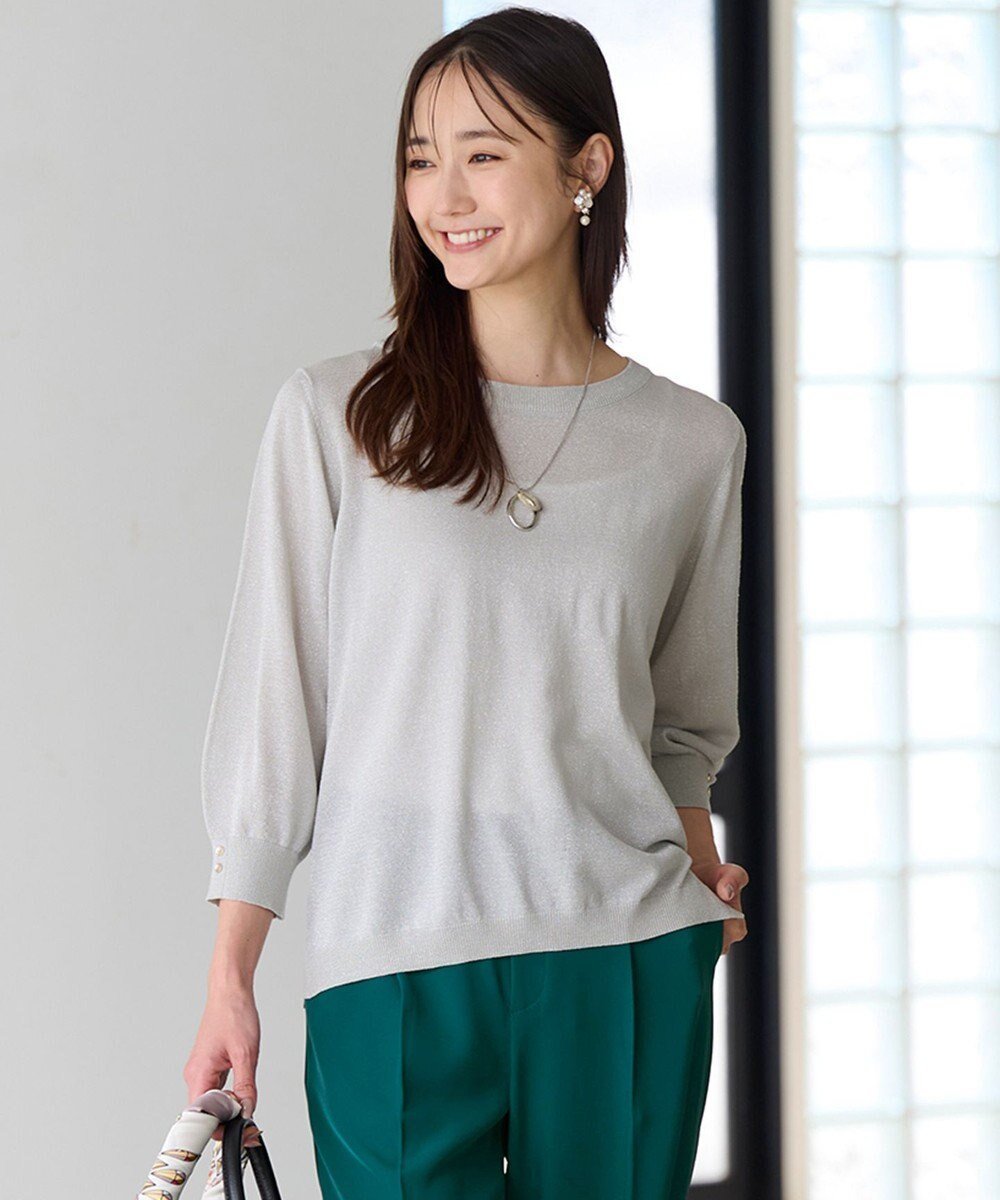 【エニィ スィス/any SiS】の【洗える】ラメ プルオーバー インテリア・キッズ・メンズ・レディースファッション・服の通販 founy(ファニー) 　ファッション　Fashion　レディースファッション　WOMEN　トップス・カットソー　Tops/Tshirt　ニット　Knit Tops　プルオーバー　Pullover　シャイニー　Shiny　シンプル　Simple　セーター　Sweater　トレンド　Trend　エレガント 上品　Elegant　洗える　Washable　A/W・秋冬　Aw・Autumn/Winter・Fw・Fall-Winter　シルバー|ID: prp329100004471435 ipo3291000000031886711