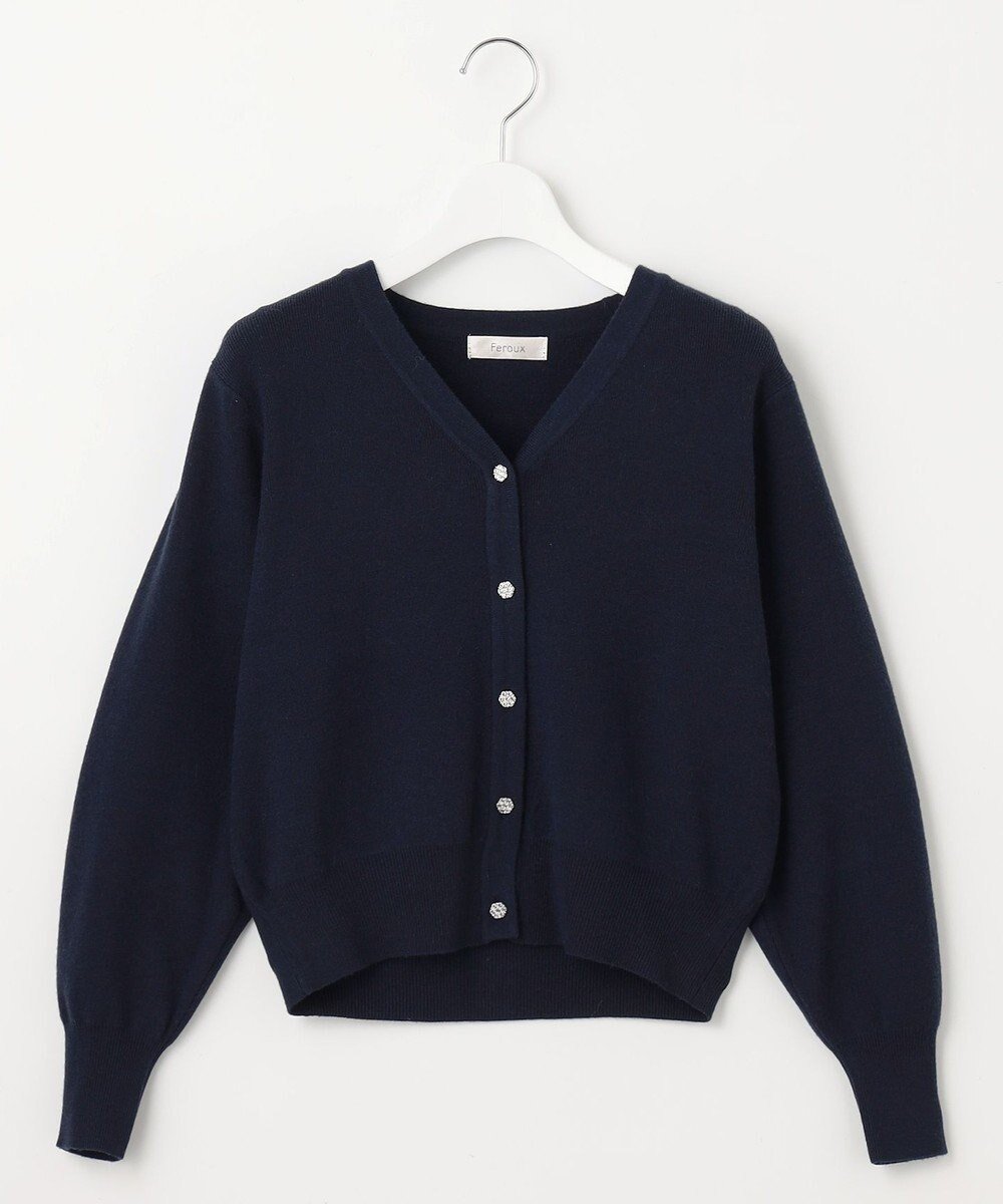 【フェルゥ/Feroux】の【洗える】ビジューボタン2WAY カーディガン インテリア・キッズ・メンズ・レディースファッション・服の通販 founy(ファニー) 　ファッション　Fashion　レディースファッション　WOMEN　トップス・カットソー　Tops/Tshirt　カーディガン　Cardigans　おすすめ　Recommend　なめらか　Smooth　カーディガン　Cardigan　バランス　Balance　フェミニン　Feminine　フロント　Front　ベーシック　Basic　ボトム　Bottom　夏　Summer　春　Spring　洗える　Washable　A/W・秋冬　Aw・Autumn/Winter・Fw・Fall-Winter　ネイビー系|ID: prp329100004471608 ipo3291000000031990470