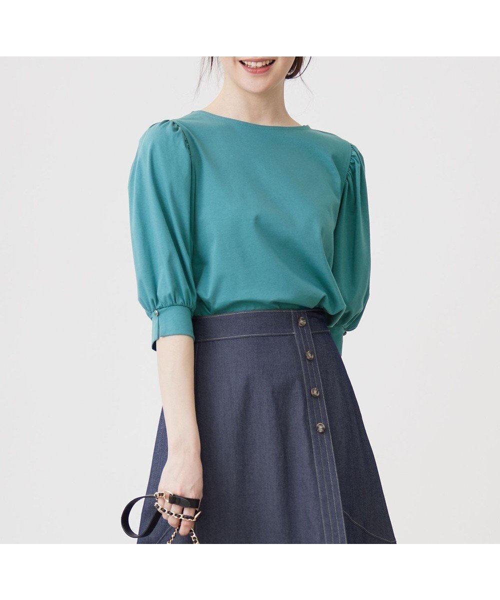 【エニィ スィス/any SiS】の【接触冷感】美人 ボリュームスリーブ カットソー 人気、トレンドファッション・服の通販 founy(ファニー) 　ファッション　Fashion　レディースファッション　Fashion for Women　トップス・カットソー　Cut & Sew Tops　シャツ・ブラウス・オフィスカジュアル　Elegant Blouses & Button-Ups　ロングTシャツ・Tシャツ　Longline T-Shirts & Tees　カットソー・ベーシックTシャツ　Cut-and-Sewn Tops / Stretch Tees & Basics　ボリューム袖・フリルスリーブブラウス　Voluminous & Ruffle Sleeves / Puffy Sleeve Tops　春　Spring　カットソー　Cut and Sewn Top　シルク　Silk, 100% Silk　シルケット　Silket, Silky Cotton　シンプル　Simple, Minimal　スリット　Slit, Slit Detail　スリーブ　Sleeve, Long Sleeve / Short Sleeve　なめらか　Smooth, Silky Texture　フェミニン　Feminine, Girly　フリル　Frill, Ruffle　S/S・春夏　SS, Spring/Summer, Warm Season　夏　Summer　 other-1|ID: prp329100004471755 ipo3291000000032650339