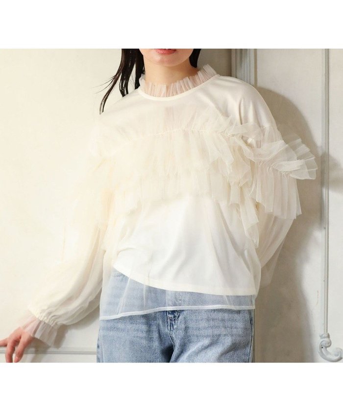【グリーンパークス/Green Parks】の・ELENCARE DUE チュールドッキングブラウ インテリア・キッズ・メンズ・レディースファッション・服の通販 founy(ファニー) https://founy.com/ ファッション Fashion レディースファッション Fashion for Women トップス・カットソー Cut & Sew Tops シャツ・ブラウス・オフィスカジュアル Elegant Blouses & Button-Ups おすすめ Recommended / Our Picks ギャザー Gathered, Ruffled チュール Tulip, Tulip Motif デニム Denim, Jeans Material ドッキング Docking, Mixed Material フェミニン Feminine, Girly ポケット Pocket, Pocket Detail 夏 Summer 春 Spring S/S・春夏 SS, Spring/Summer, Warm Season |ID: prp329100004472033 ipo3291000000032617132