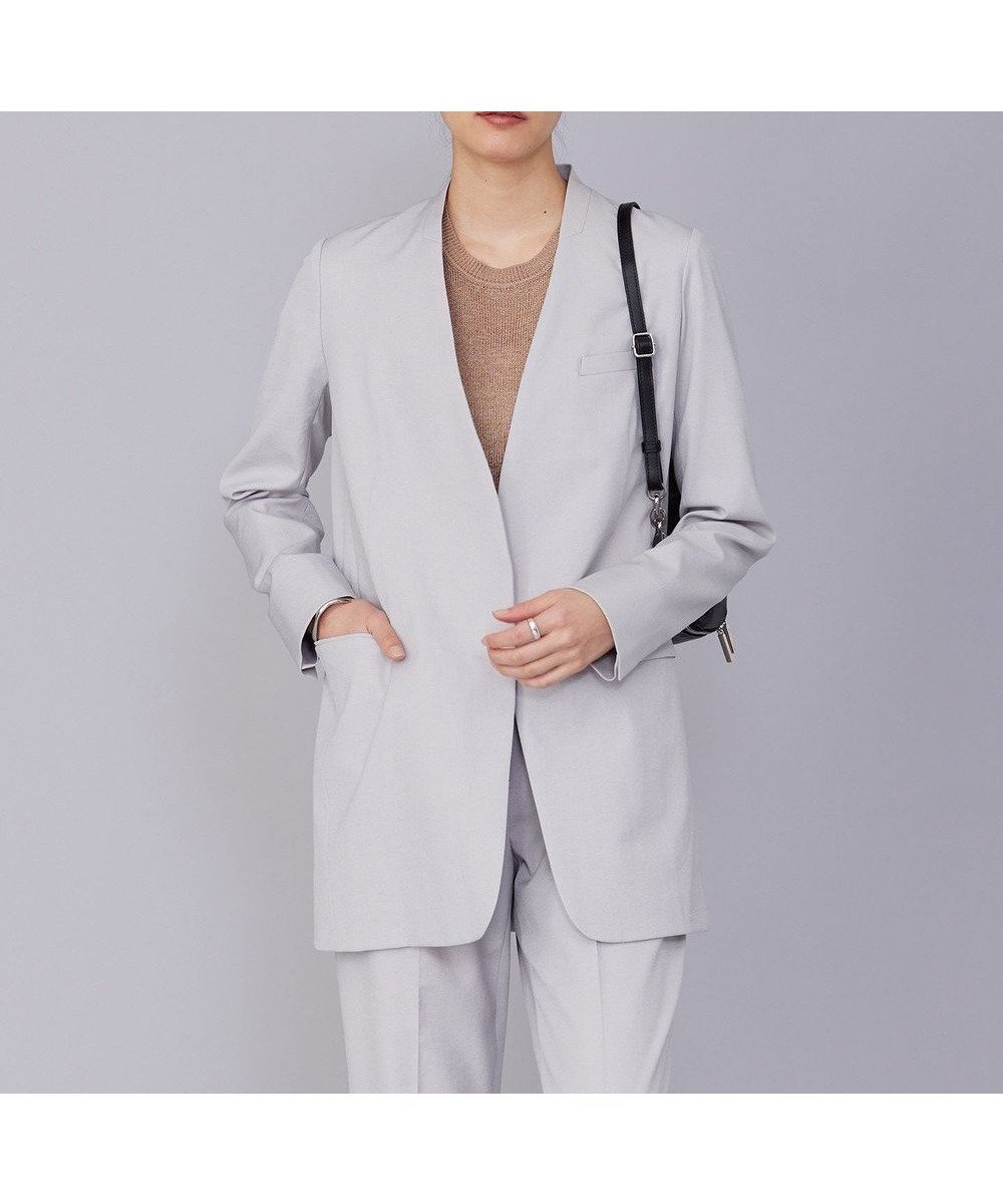 【アイシービー/iCB】の【セットアップ対応・洗える】 LooseWeave ノーカラージャケット インテリア・キッズ・メンズ・レディースファッション・服の通販 founy(ファニー) 　ファッション　Fashion　レディースファッション　WOMEN　アウター　Coat Outerwear　ジャケット　Jackets　ノーカラージャケット　No Collar Leather Jackets　春　Spring　洗える　Washable　今季　This Season　シルク　Silk　ジャケット　Jacket　ストライプ　Stripe　ストレッチ　Stretch　セットアップ　Set Up　人気　Popularity　ボトム　Bottom　S/S・春夏　Ss・Spring/Summer　再入荷　Restock/Back In Stock/Re Arrival　夏　Summer　2023春夏・S/S　Ss,Spring/Summer,2023　2023年　2023　エレガント 上品　Elegant　トープ系|ID: prp329100004472331 ipo3291000000031975565