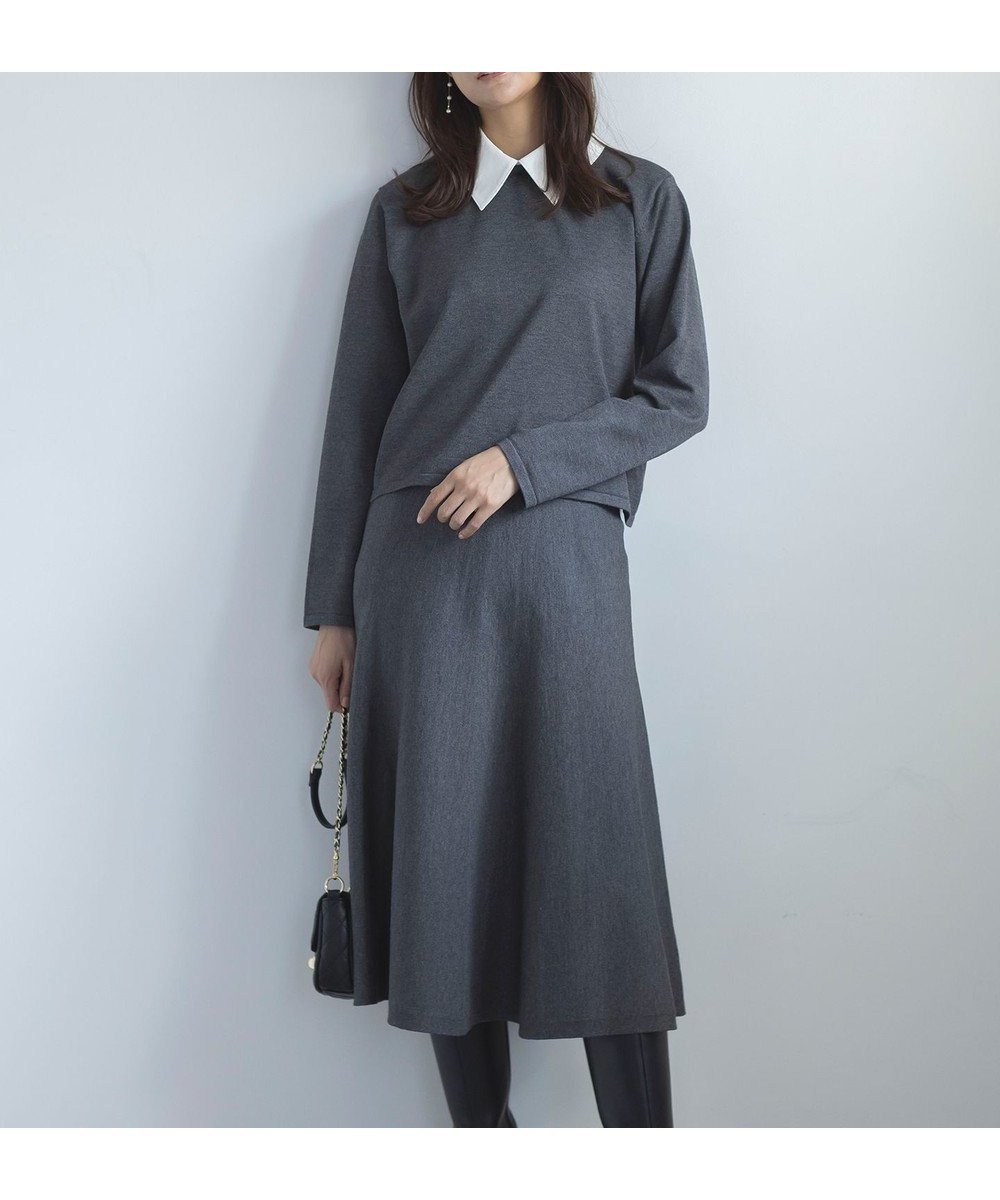 【組曲/KUMIKYOKU】の【WEB限定】ELENA襟付き セットアップワンピ 人気、トレンドファッション・服の通販 founy(ファニー) 　ファッション　Fashion　レディースファッション　Fashion for Women　ワンピース　Dresses　シンプル　Simple, Minimal　スニーカー　Sneakers, Trainers　セットアップ　Set-Up, Coordinated Outfit　デニム　Denim, Jeans Material　トレンド　Trend, Trending Now　バランス　Balance, Style Balance　パール　Pearl, Pearl Accent　フィット　Fit, Slim Fit　フレア　Flare, Flared　A/W・秋冬　Autumn/Winter　エレガント 上品　Elegant　 other-1|ID: prp329100004472335 ipo3291000000033218287