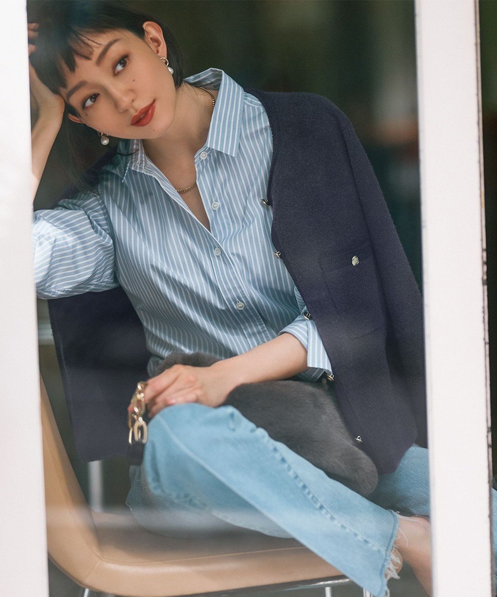 【23区/NIJYUSANKU】の【CLASSY.2月号掲載/洗える】CANCLINI ベーシック シャツ インテリア・キッズ・メンズ・レディースファッション・服の通販 founy(ファニー) 　雑誌掲載アイテム　Magazine Picks & Fashion Features　ファッション雑誌　Fashion Magazines　クラッシィ　CLASSY.　ファッション　Fashion　レディースファッション　Fashion for Women　トップス・カットソー　Cut & Sew Tops　シャツ・ブラウス・オフィスカジュアル　Elegant Blouses & Button-Ups　イエロー　Yellow　イタリア　Italy　インポート　Imported Fashion　エレガント 上品　Elegant　洗える　Machine Washable　クラシック　Classic, Timeless Style　シンプル　Simple, Minimal　ストライプ　Stripe, Striped Pattern　雑誌　Magazine, Fashion Magazine　ツイル　Twist, Twisted Detail　デニム　Denim, Jeans Material　定番　Standard, Basic Item　2月号　February Issue, Feb. Edition　ベーシック　Basic, Essential　メンズ　Men's, Menswear　無地　Plain, Solid Color　A/W・秋冬　Autumn/Winter　おすすめ　Recommended / Our Picks　2024年　2024　2024-2025秋冬・A/W　Autumn/Winter 2024–25 AW24–25　ブルーストライプ|ID: prp329100004472337 ipo3291000000033684096