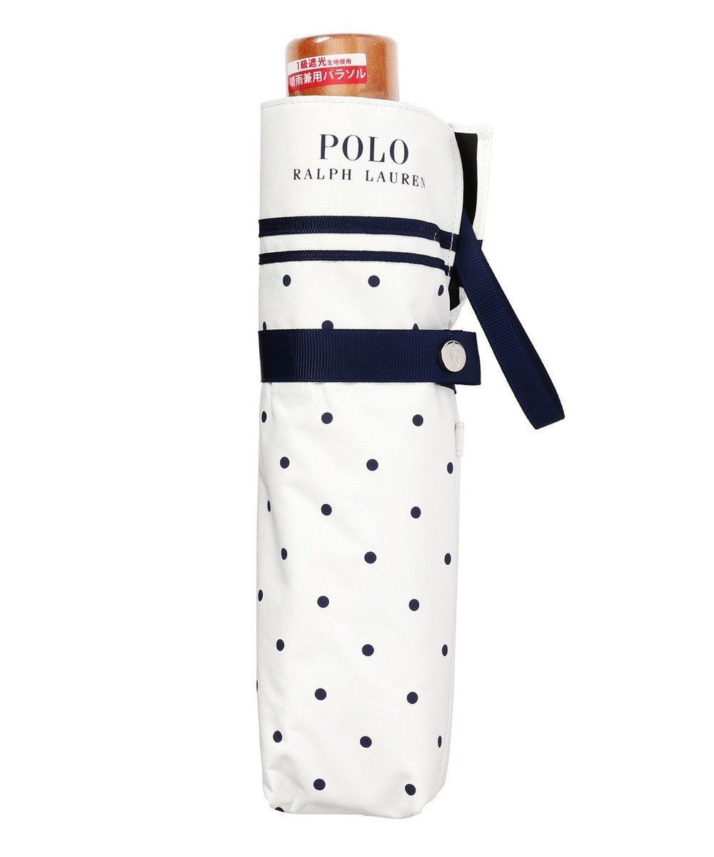 【ムーンバット/MOONBAT】のPOLO RALPH LAUREN 晴雨兼用日傘 折りたたみ傘 ドット×グログラン/一級遮光 遮熱 UV インテリア・キッズ・メンズ・レディースファッション・服の通販 founy(ファニー) 　ファッション　Fashion　レディースファッション　Fashion for Women　レイングッズ・傘・晴雨兼用傘　Umbrellas & Rain Gear　アイビー　Ivy Pattern　グログラン　Grosgrain, Grosgrain Ribbon　傘　Umbrella, Parasol　ドット　Polka Dot, Dot Pattern　ニューヨーク　New York, NYC Style　日傘　Parasol, UV Umbrella　オフホワイト|ID: prp329100004472913 ipo3291000000032391536