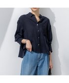 【23区/NIJYUSANKU】の【洗える】LIBECO クロップド シャツ ネイビー|ID:prp329100004473698
