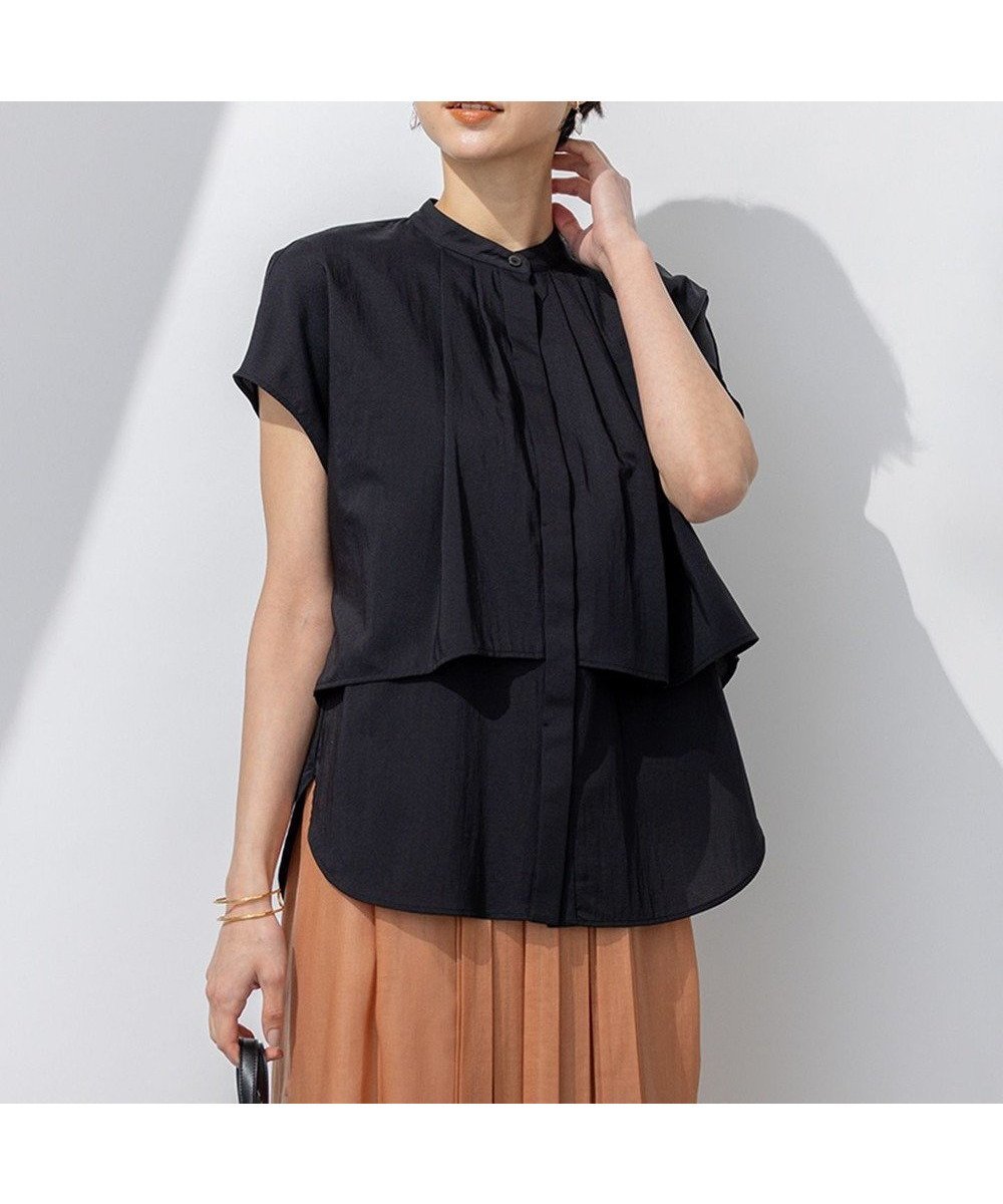 【23区/NIJYUSANKU】の【撥水加工/洗える】シアーナイロンツイル レイヤード ブラウス インテリア・キッズ・メンズ・レディースファッション・服の通販 founy(ファニー) 　ファッション　Fashion　レディースファッション　Fashion for Women　トップス・カットソー　Cut & Sew Tops　シャツ・ブラウス・オフィスカジュアル　Elegant Blouses & Button-Ups　春　Spring　洗える　Machine Washable　ギャザー　Gathered, Ruffled　スタイリッシュ　Stylish, Fashionable　フレア　Flare, Flared　ラベンダー　Lavender　S/S・春夏　SS, Spring/Summer, Warm Season　おすすめ　Recommended / Our Picks　夏　Summer　2025年　2025　2025春夏・S/S　Spring/Summer 2025 SS25　ブラック系|ID: prp329100004473711 ipo3291000000033566702