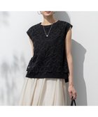 【23区/NIJYUSANKU】の【洗える/汗じみ防止加工】エンブロイダリージャージー フレンチスリーブ カットソー ブラック系|ID: prp329100004473852 ipo3291000000034716590