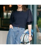 【23区/NIJYUSANKU】の【洗える】シアーチェッククロスコンビ ニット ネイビー系|ID:prp329100004473860
