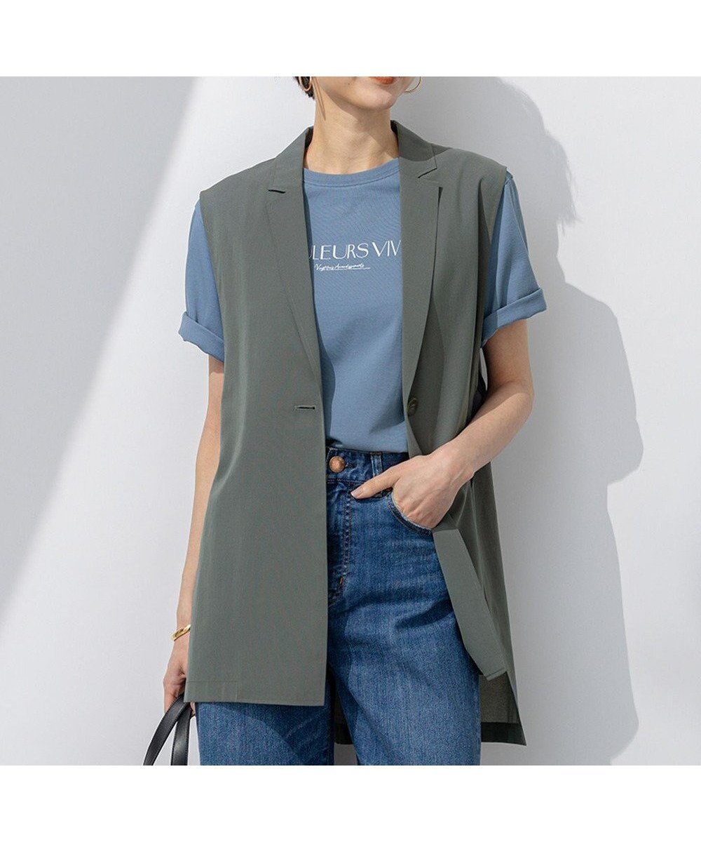 【23区/NIJYUSANKU】の【洗える】ライトシアーマットクロス ジレ インテリア・キッズ・メンズ・レディースファッション・服の通販 founy(ファニー) 　ファッション　Fashion　レディースファッション　Fashion for Women　アウター　Coat / Outerwear Collection　レディースジャケット・軽アウター　Jackets　春　Spring　洗える　Machine Washable　クール　Cool, Chic　シアー　Sheer, See-Through　ジャケット　Jacket, Outerwear　フロント　Front, Front Design　S/S・春夏　SS, Spring/Summer, Warm Season　夏　Summer　2025年　2025　2025春夏・S/S　Spring/Summer 2025 SS25　カーキ系|ID: prp329100004473880 ipo3291000000033848418