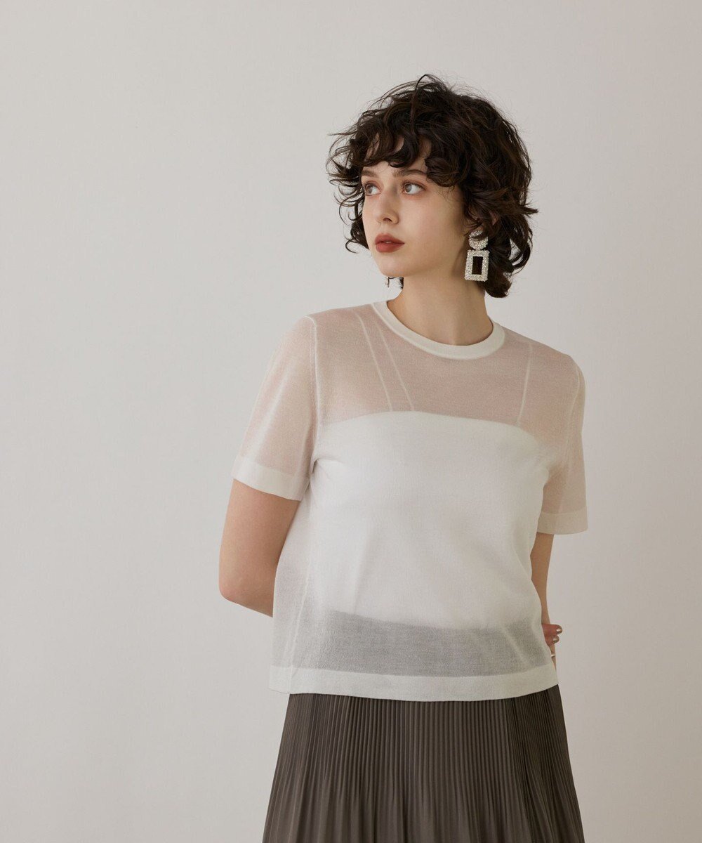 【グレース コンチネンタル/GRACE CONTINENTAL】のブライトシアーニットトップ 人気、トレンドファッション・服の通販 founy(ファニー) 　ファッション　Fashion　レディースファッション　WOMEN　トップス・カットソー　Tops/Tshirt　ニット　Knit Tops　おすすめ　Recommend　アンサンブル　Ensemble　カーディガン　Cardigan　シアー　Sheer　ショート　Short　バランス　Balance　エレガント 上品　Elegant　夏　Summer　春　Spring　S/S・春夏　Ss・Spring/Summer　 other-1|ID: prp329100004473900 ipo3291000000031834793
