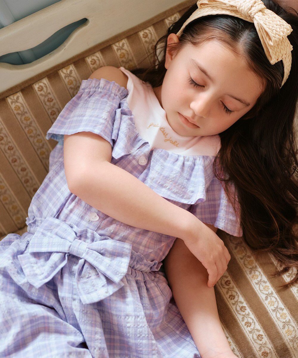 【エニィ/ANY / KIDS】のオフショルダー フリル ブラウス インテリア・キッズ・メンズ・レディースファッション・服の通販 founy(ファニー) 　ファッション　Fashion　キッズファッション　Fashion for Kids　トップス・カットソー　Cut & Sew Tops　春　Spring　ショート　Short, Short Length　セットアップ　Set-Up, Coordinated Outfit　フリル　Frill, Ruffle　ポケット　Pocket, Pocket Detail　ラベンダー　Lavender　S/S・春夏　SS, Spring/Summer, Warm Season　おすすめ　Recommended / Our Picks　夏　Summer　ラベンダー系チェック|ID: prp329100004475259 ipo3291000000034594895