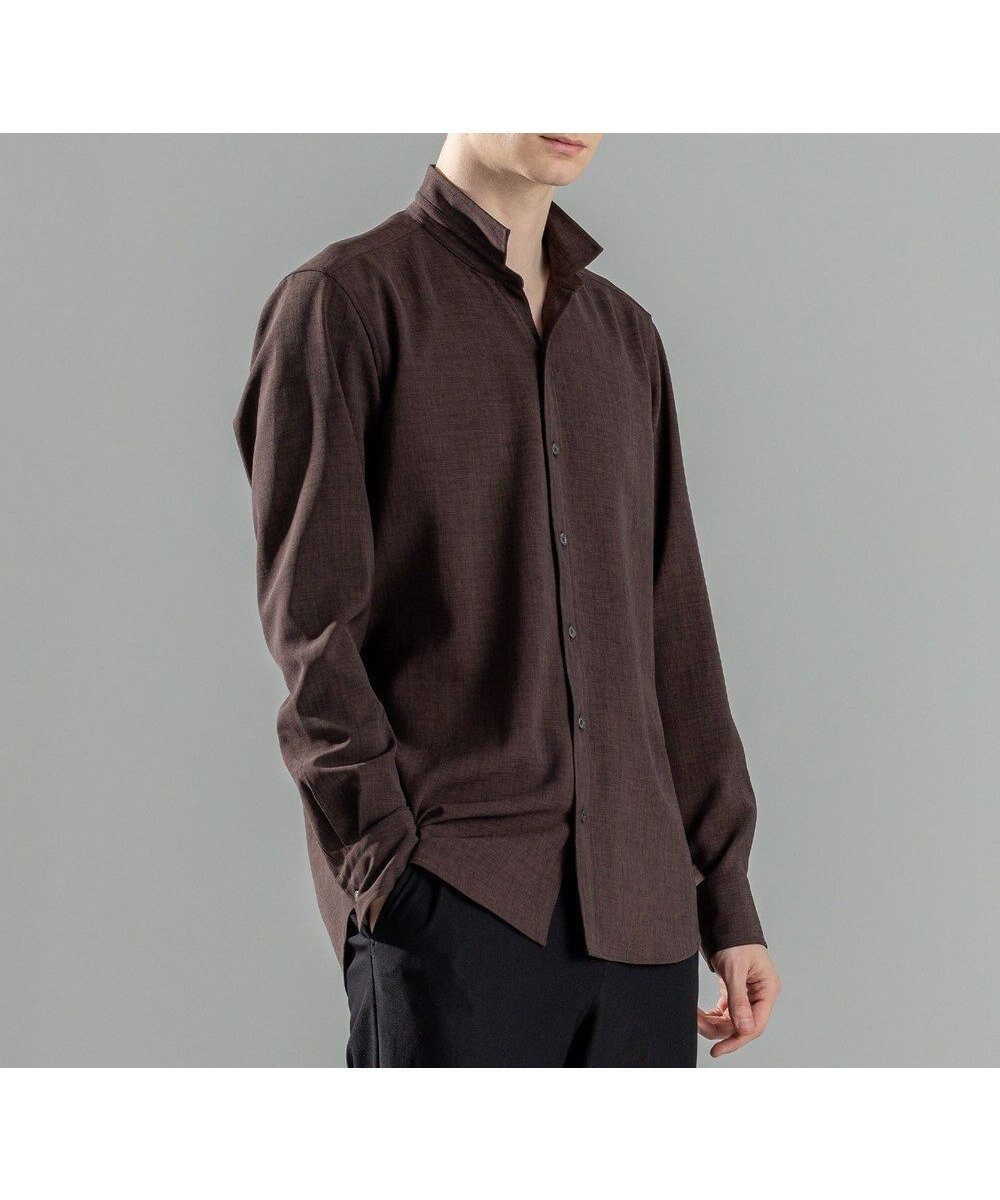 【ジョゼフ オム/JOSEPH HOMME / MEN】の新素材【シワになりにくい】テクノボイルストレッチ ウイングカラーシャツ インテリア・キッズ・メンズ・レディースファッション・服の通販 founy(ファニー) 　ファッション　Fashion　メンズファッション　MEN　トップス・カットソー　Tops/Tshirt/Men　シャツ　Shirts　シェイプ　Shape　シンプル　Simple　ジャケット　Jacket　エレガント 上品　Elegant　夏　Summer　春　Spring　S/S・春夏　Ss・Spring/Summer　長袖　Long Sleeve　ダークブラウン系|ID: prp329100004475263 ipo3291000000032125759