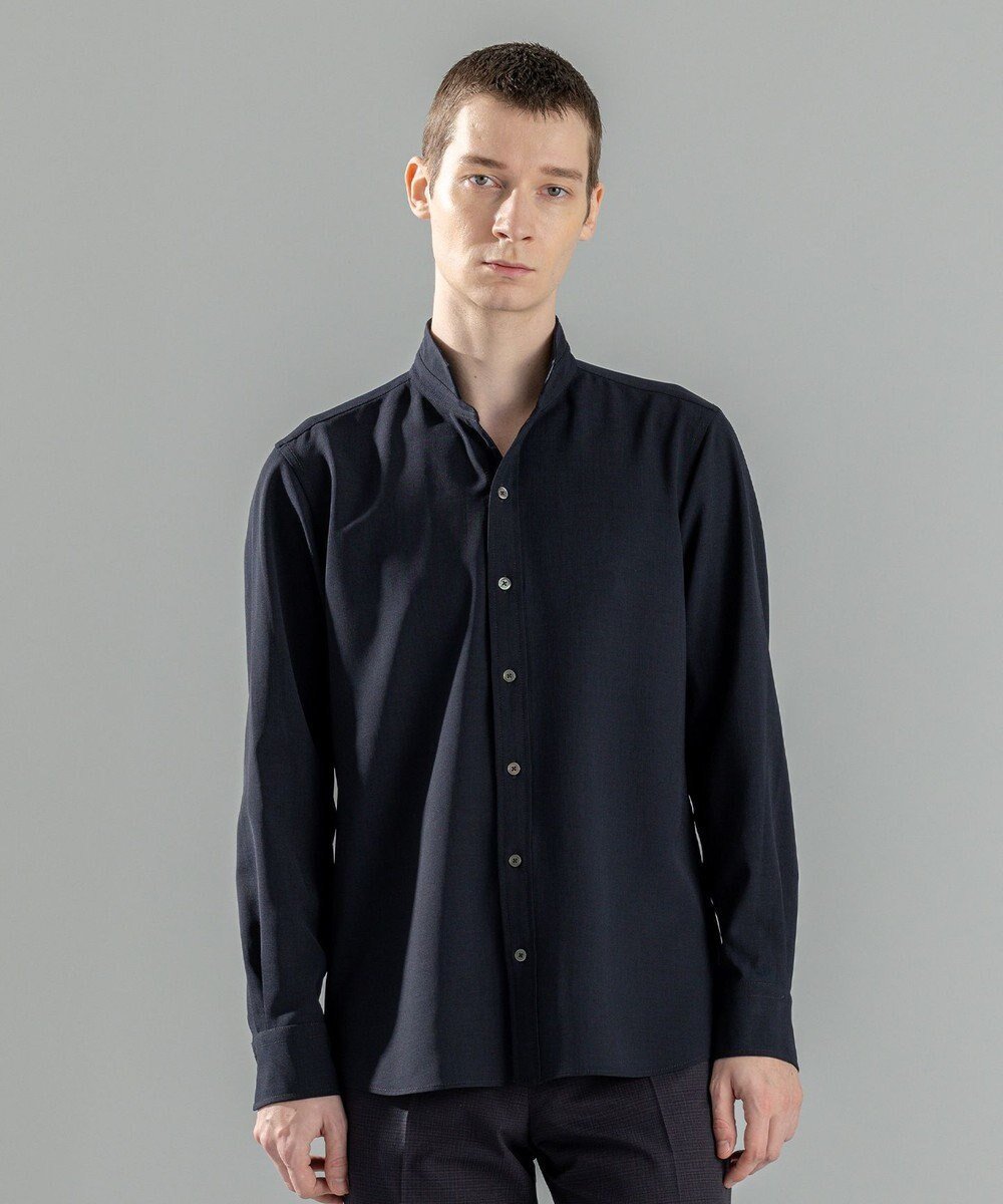 【ジョゼフ オム/JOSEPH HOMME / MEN】の新素材【シワになりにくい】テクノボイルストレッチ ウイングカラーシャツ インテリア・キッズ・メンズ・レディースファッション・服の通販 founy(ファニー) 　ファッション　Fashion　メンズファッション　MEN　トップス・カットソー　Tops/Tshirt/Men　シャツ　Shirts　シェイプ　Shape　シンプル　Simple　ジャケット　Jacket　エレガント 上品　Elegant　夏　Summer　春　Spring　S/S・春夏　Ss・Spring/Summer　長袖　Long Sleeve　ネイビー系|ID: prp329100004475263 ipo3291000000032125760