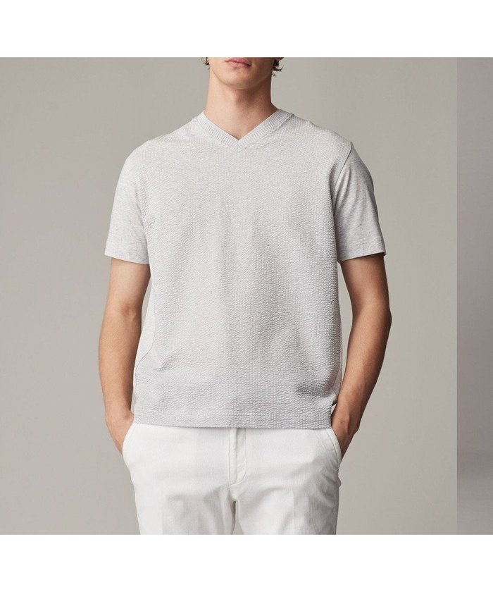【ジョセフ アブード/JOSEPH ABBOUD / MEN】の【オーガニックコットン使用・日本素材・日本縫製】】JOEコットンサッカー Vネック Tシャツ インテリア・キッズ・メンズ・レディースファッション・服の通販 founy(ファニー) https://founy.com/ ファッション Fashion メンズファッション Men's Style Online トップス・カットソー Tops/Tshirt/Men シャツ Shirts 春 Spring カットソー Cut And Sew コンビ Combination サッカー Soccer ジャケット Jacket S/S・春夏 Ss・Spring/Summer 夏 Summer エレガント 上品 Elegant |ID: prp329100004475272 ipo3291000000032649671