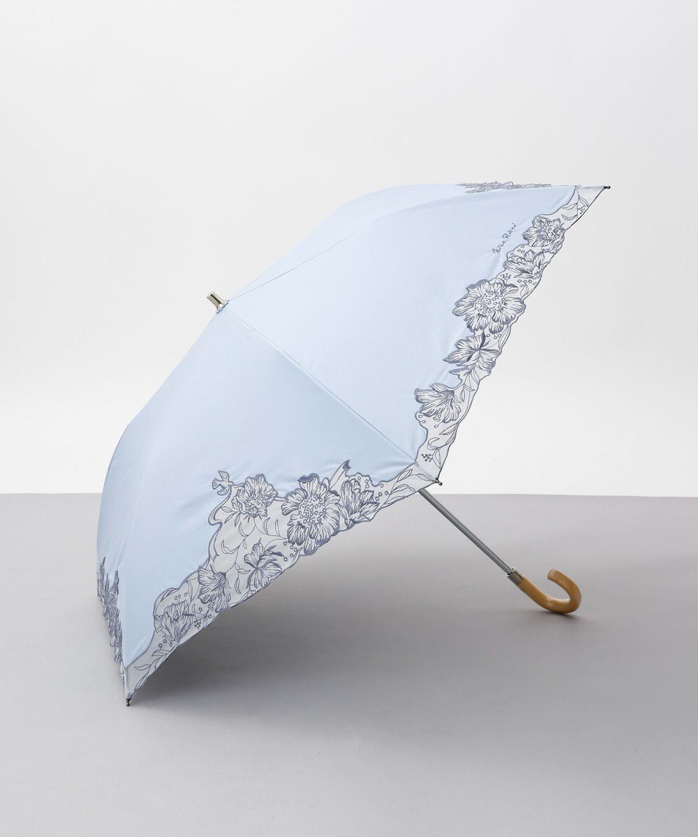 【アウロラ/AURORA】のNINA RICCI (ニナリッチ) 刺しゅうオーガンジー掛け合わせ晴雨兼用パラソル(折り畳み・トップフラット傘) インテリア・キッズ・メンズ・レディースファッション・服の通販 founy(ファニー) 　ファッション　Fashion　レディースファッション　Ladies' Fashion Online　傘 / レイングッズ　Umbrellas/Rainwear　エレガント 上品　Elegant　オーガンジー　Organdy　傘　Umbrella　サマー　Summer　フラット　Flat　日傘　Parasol　リボン　Ribbon　ワーク　Work　サックス|ID: prp329100004475351 ipo3291000000032323239