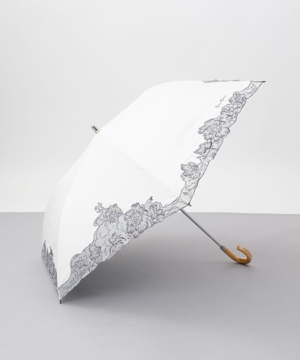 【アウロラ/AURORA】のNINA RICCI (ニナリッチ) 刺しゅうオーガンジー掛け合わせ晴雨兼用パラソル(折り畳み・トップフラット傘) インテリア・キッズ・メンズ・レディースファッション・服の通販 founy(ファニー) 　ファッション　Fashion　レディースファッション　Ladies' Fashion Online　傘 / レイングッズ　Umbrellas/Rainwear　エレガント 上品　Elegant　オーガンジー　Organdy　傘　Umbrella　サマー　Summer　フラット　Flat　日傘　Parasol　リボン　Ribbon　ワーク　Work　オフホワイト|ID: prp329100004475351 ipo3291000000032323242