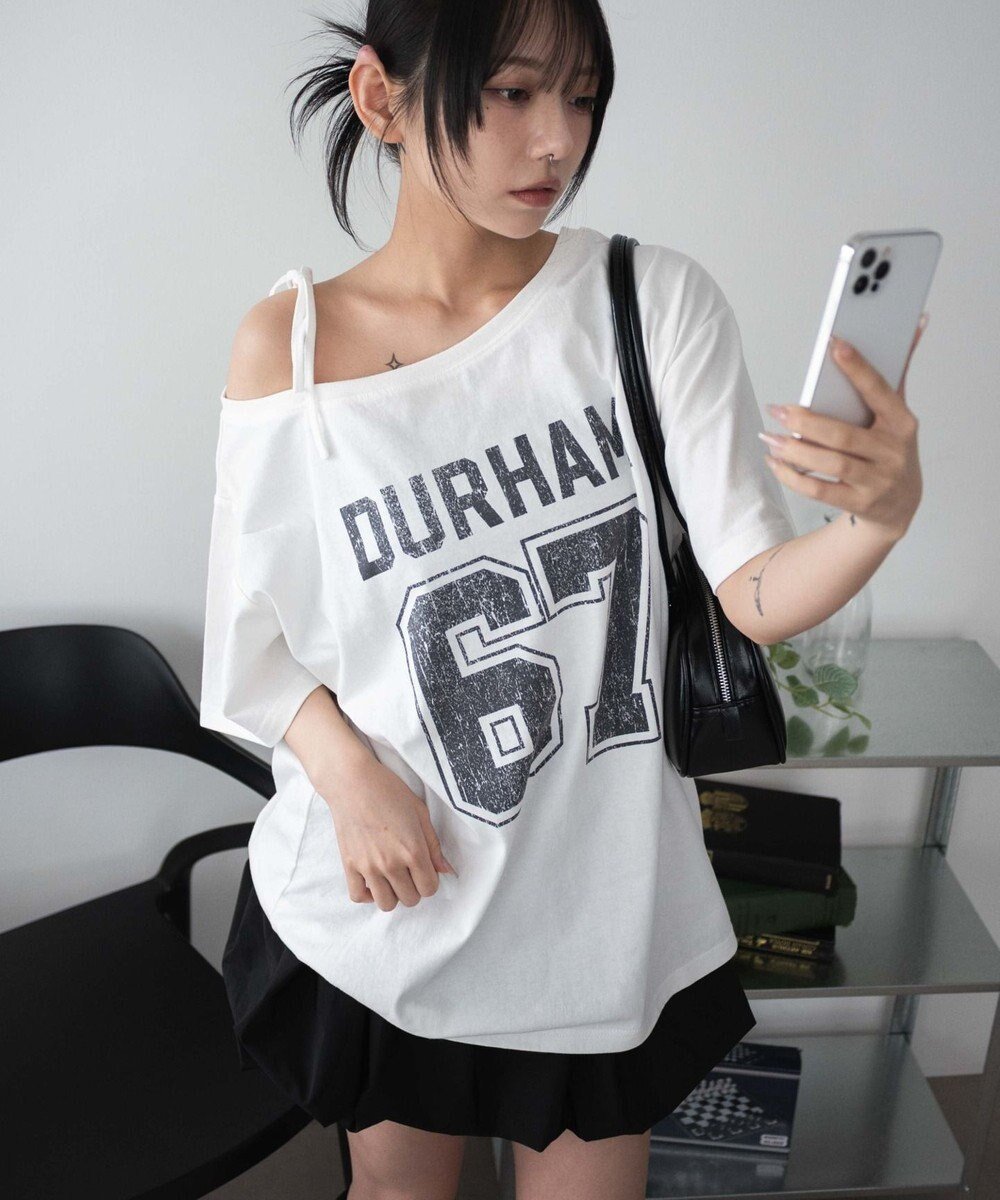 【ウィゴー/WEGO】の2WAYグラフィックワンショルBIGT インテリア・キッズ・メンズ・レディースファッション・服の通販 founy(ファニー) 　ファッション　Fashion　レディースファッション　WOMEN　トップス・カットソー　Tops/Tshirt　シャツ/ブラウス　Shirts/Blouses　ロング / Tシャツ　T-Shirts　カットソー　Cut and Sewn　インナー　Inner　ウォッシュ　Wash　春　Spring　カットソー　Cut And Sew　スマホ　Smartphone　デニム　Denim　トレンド　Trend　半袖　Short Sleeve　リボン　Ribbon　レース　Race　ワンショル　One Shoulder　S/S・春夏　Ss・Spring/Summer　再入荷　Restock/Back In Stock/Re Arrival　NEW・新作・新着・新入荷　New Arrivals　おすすめ　Recommend　夏　Summer　ホワイト|ID: prp329100004475655 ipo3291000000032176329