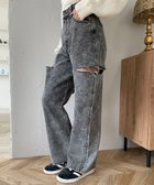【ウィゴー/WEGO】の【SMサイズ展開】サイドカットデニムストレートパンツ ブラックその他|ID: prp329100004475696 ipo3291000000031985377