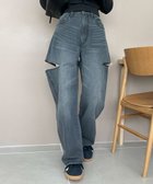 【ウィゴー/WEGO】の【SMサイズ展開】サイドカットデニムストレートパンツ スミクロ|ID: prp329100004475696 ipo3291000000031985378