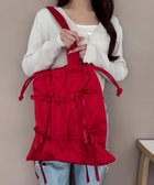 【ウィゴー/WEGO】のドロストリボンギャザートート レッド|ID: prp329100004475703 ipo3291000000032265641